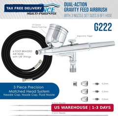 Master Airbrush G222 Multi-Purpose Dual-Action Gravity Feed Airbrush Gun Set for