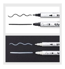 4 Black +4 White Paint Markers, Dual-tip Acrylic Paint 2pack , 16 markers
