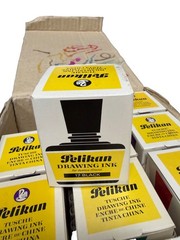 Vtg 517 Pelikan Drawing Ink Lot 1oz Germany Black Brown Blue Green Orange Yellow