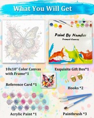 Framed Paint by Numbers Kit for Adults,Butterfly Paint by Number Framed, Adult P