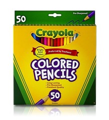 Crayola Colored Pencils 50 Count Long Pre-Sharpened Free Shipping !