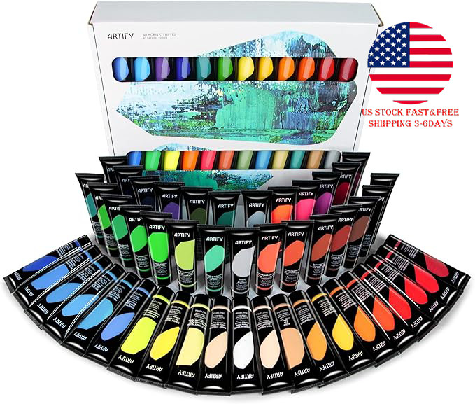 ARTIFY Acrylic Paint, 24/36/48 Set with a storage box, Rich Pigments, Non Fading