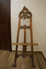 Rare Rococo Baroque Ornate Wood Display Art Easel – Hand-Carved Decorative Stand