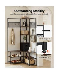 VEVOR Corner Hall Tree with Shoe Bench, 70.9 in Coat Rack with … USA FAST SHIP