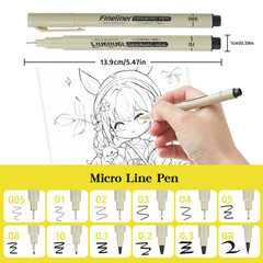 12Pcs Fine Tip Manga Drawing Pens Needle Line Art Sketch Marker Set