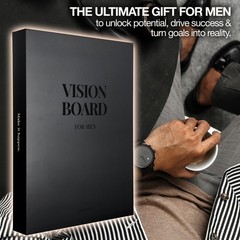 Vision Board Kit for Men – 168 Cards with Diverse Pictures & Quotes, Black Fo…