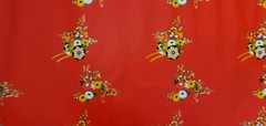 Japanese Art Paper Handmade Chiyogami Vintage Red Floral Rickshaw Print 37×25″