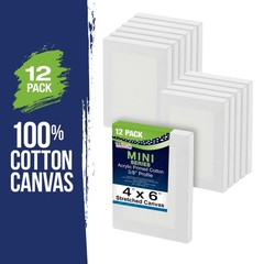 US Art Supply 4″ x 6″ Mini Professional Primed Stretched Canvas 12-Mini Canvases