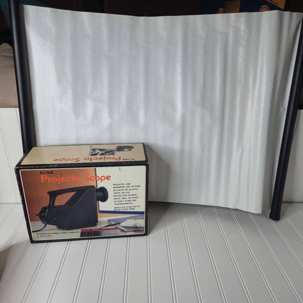Vintage Projecta Scope Art Projector PJ768 for Art Drawing w/Projector Screen