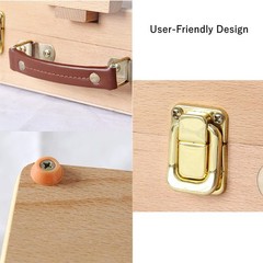 Wood Tabletop Easel Storage Box Beechwood Portable Desktop Drawing Case Art