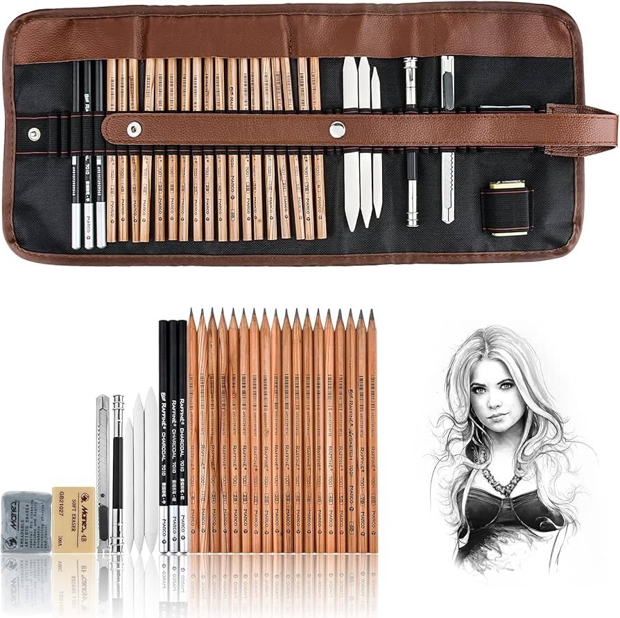 Drawing Pencils Set Art Supplies Sketch Pencils Kit for Kids Adults 29pcs