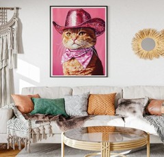 Cowboy Cat Paint by Numbers Kit for Adults DIY Canvas Art 16×20 Inches