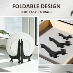 Artliving 4 Inch Black 12pcs/Set Plastic Easels Plate Display Stands Picture Fra