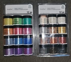2 Recollections Pigment Powder 12 pc Sets: Metallic and Rainbow