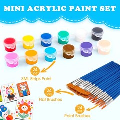 24 Pack Mini Acrylic Paint Set – 12 Colors Washable Acrylic Paint Strips for …