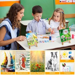 Mimorou 32 Pack Mini Canvas with Easel Sets for 3 x 3 Inch, as pictures shown
