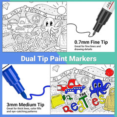8-Color Oil Based Paint Markers, Dual Tip 0.7mm & 3mm, Waterproof, Multi-Surface