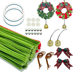 Christmas DIY Crafts Kit – 159 Pcs Wreath Making Kit for 2 Pack 7.1 Inch Christm