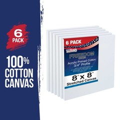 6pk 8″ x 8″ Stretched Canvas with 10.5″ Tabletop Display Stand Artist Easel Kit