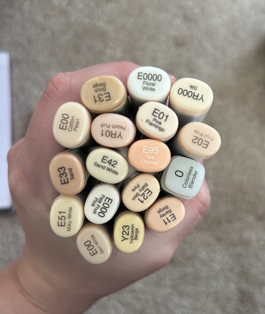 20 Copic Market Shades Of Nude Tan Peach Neutral Blender Gently Used READ
