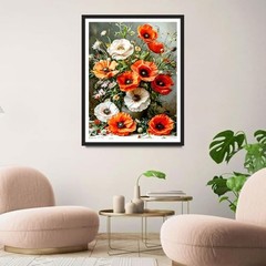 QINRUBB DIY Poppies Diamond Art Kit for Adults Beginners, Full Drill Colorful