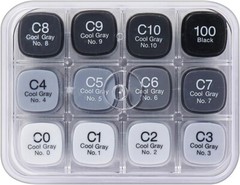 Copic Classic, Alcohol-based Markers, 12pc Set, Cool Gray (New ver.)