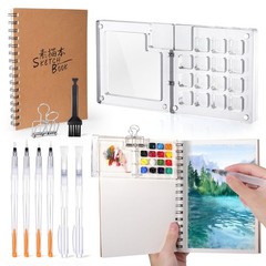Mini Water Color Paint Set,Portable Pocket Artist Watercolor Travel Set with …
