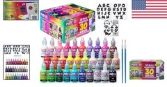 Puffy 3D Paint Set 30 Count with Brushes and Stencils for Creative Projects