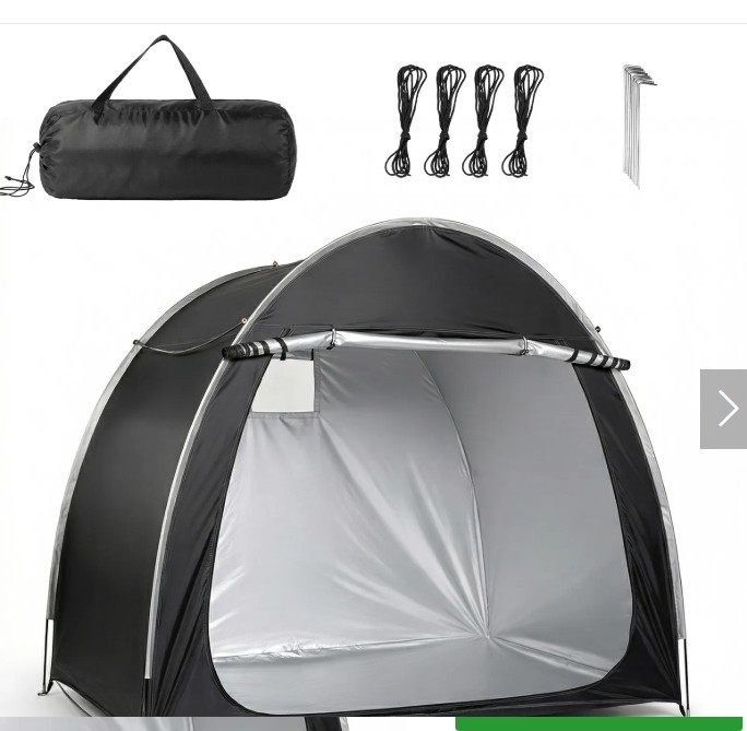 6.8×4.9FT Black Arc Bicycle Storage Shed, 210D PU Silver Coated Oxford, Black Fi