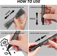 Black Paint Markers Pens – 4 Pack 2-3MM Medium Tip Acrylic Markers for Rock Pain