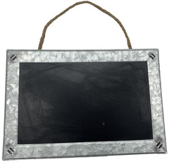 12”x8” Chalk Board with Galvanized Metal Frame With Rope Rectangle {1}