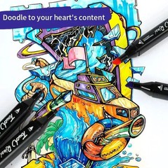 Dual Tip Alcohol Markers Set 168 Colours Brush and Chisel Tips UK Drawing Art
