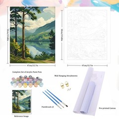 Paint by Numbers Kit for Adults – Forest Landscape Paint by Number on Canvas Wit