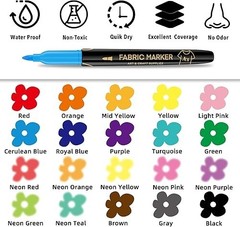 Art+Soul 20 Fabric Markers Pens Set (Permanent, Fade Resistant, Quick Dry)