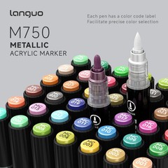Metallic Acrylic Paint Markers, 48 Colors Dual Tip Acrylic Metallic Markers S…