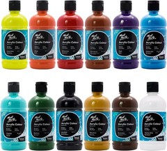 Acrylic Paint 12pk – 500ml Each, Fast-Drying, Semi-Matte, Artist Quality
