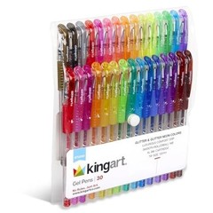 KINGART 30 Sparkling Colors Glitter Rollerball Gel Pens Set