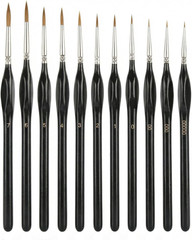 11-Piece Detail Paint Brushes Set, Triangular Grip Fine Tip Brushes, Small Paint