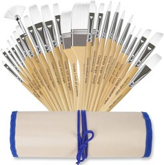 Versatile Nylon Paint Brushes Set of 24 – Ideal for Oil, Acrylic & Watercolor