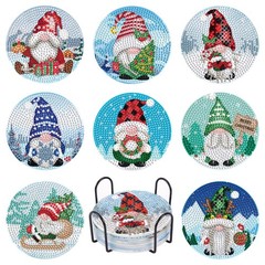 JOPHMO 8PCS Christmas Diamond Art Painting Coasters Medium, Red, Green, Gold