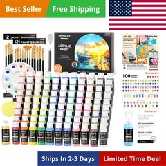 100 Colors Acrylic Paint, 2oz/60ml Bottles, Include 2 Sets of 12 Paint Brushe…