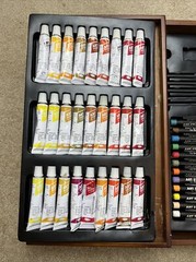 ART STUDIO BY BATTAT Set, Art Supplies, 2-Tier Wood Case, Very Lightly Used