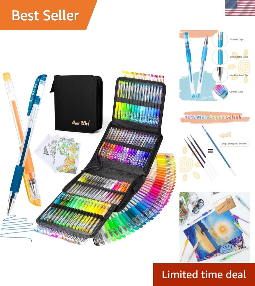 Ultimate 100-Color Glitter Gel Pens with Case – Non-Toxic for Safe Creative Fun