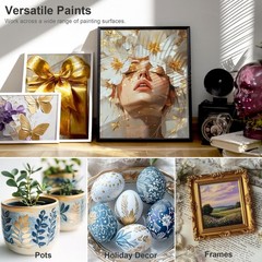 Metallic Acrylic Paint Set – 8 Essential Colors 0.71 Fl Oz / 21ml Tubes Gold …