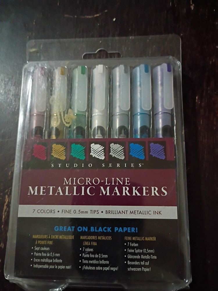 METALLIC MARKERS, MICROLINE, STUDIO SERIES, PACK OF 7, NEW