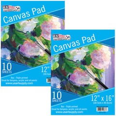 12″ x 16″ 10-Sheet 8-Ounce Triple Primed Acid-Free Canvas Paper Pad (2 Pads)