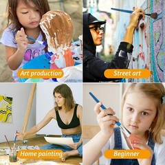 6Pcs Mop Brush for Acrylic Painting, 1 Inch Oval Blending Paint Brushes for Acry