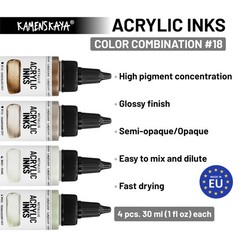 Metallic Acrylic Ink Paint Set Artist Painting Craft Supply 30 ml 4 PCS
