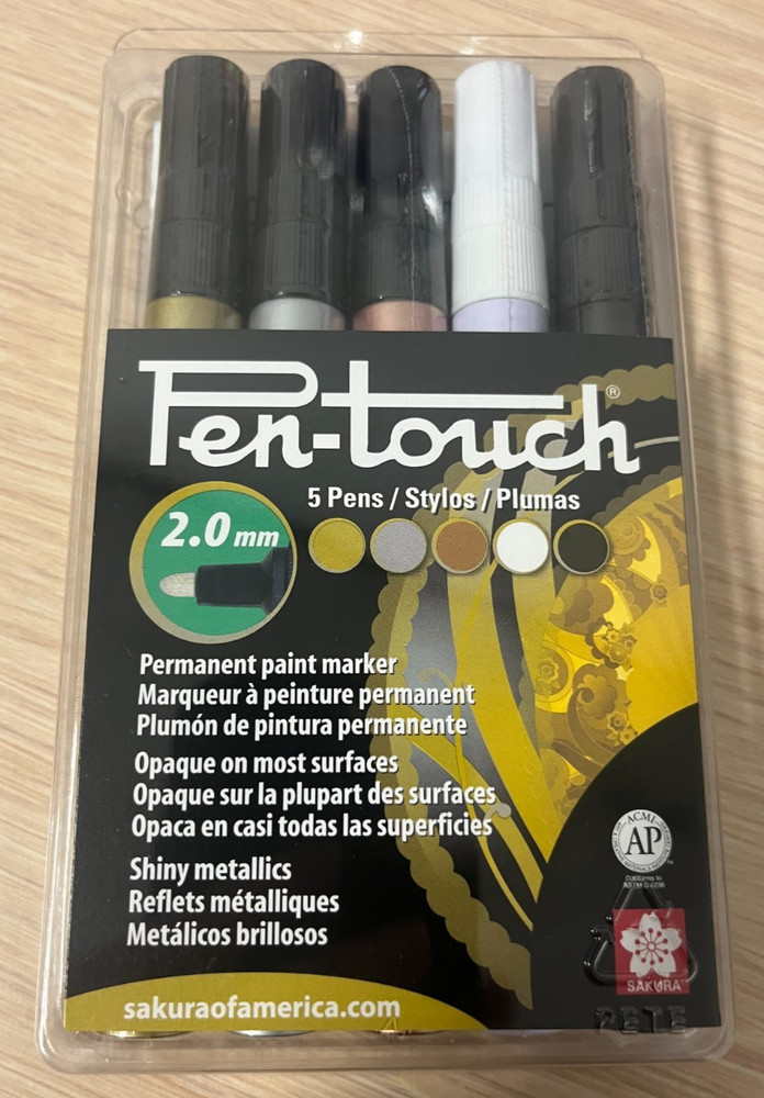 Sakura Pen-Touch Paint Marker Set – Metallic Colors, Fine Tip, Set of 5