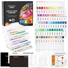 Ink Control Acrylic Paint Pens, 60 Colours Brush Tip Paint Marker Pens, Paint…